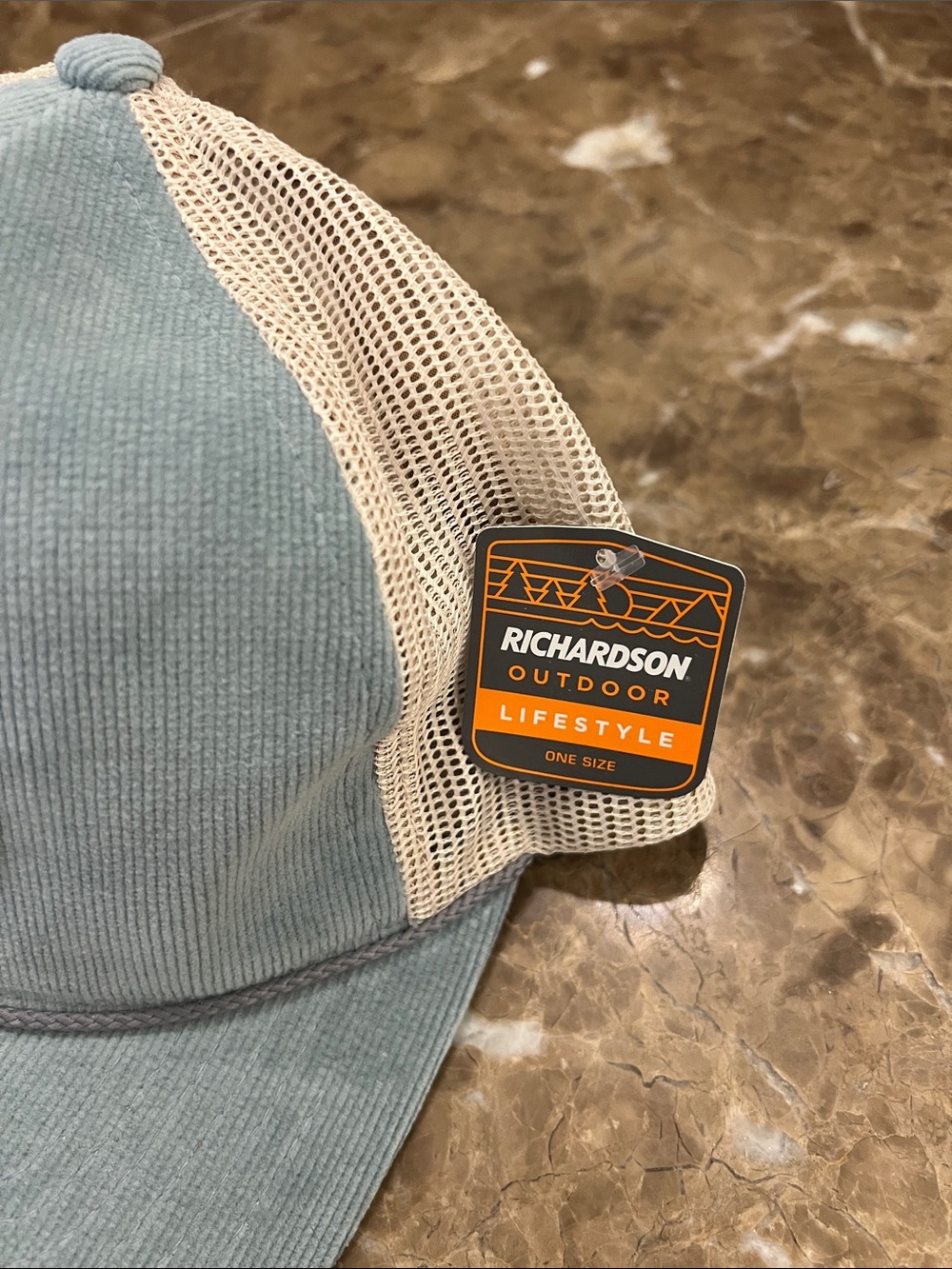 Magnolia Pale Blue Cream Trucker Hat with Tan Patch Waco Chip and Joanna Gaines - Picture 2 of 7